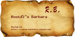 Rostás Barbara névjegykártya